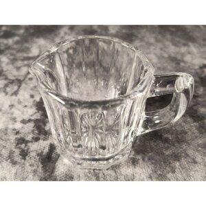 Vintage Clear Pressed Glass Cream Pitcher With Ribbed & Starburst Design